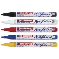 Edding Acrylic Paint Markers - Basic Colors, Set of 5, Fine