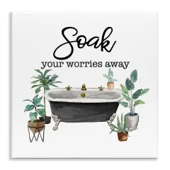 Stupell Industries Soak Worries Away Plants Wall Plaque Art Design by Masey St. Studios
