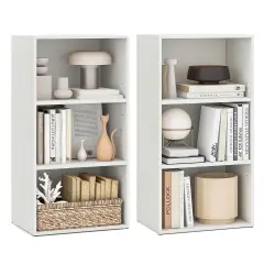 Costway 2 PCS 3 Tier Open Shelf Bookcase Multi-functional Storage Display Cabinet White