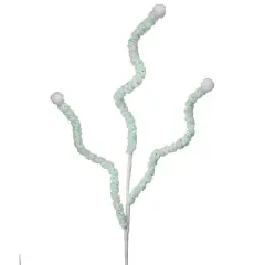 25" Mini Cotton Ball Peppermint Spray: Green & White