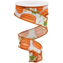 1.5" Pumpkin Patch Ribbon: Off White (10 Yards)