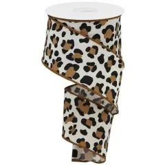 2.5" Fuzzy Leopard Print Ribbon: Natural (10 Yards)