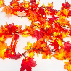 Fall Leaves Garland with Lights