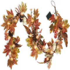 Fall Garland - 6 Ft Maple Leaf Pumpkin Berry Garland - Stlye 2
