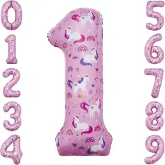 40 Inch Unicorn Number 1 Balloon 1st Unicorn Birthday Decorations for Girls Magical Unicorn Party Supplies Unicorn Balloons 1