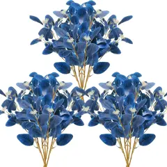 15PCS Artificial Blue Eucalyptus Stems Faux Greenery Stems with Seeds Blue Eucalyptus Leaves Fake Plants for Spring Floral Arrangement Home Kitchen Indoor Vase Party Decor (20.5")