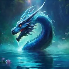 Blue Dragon in water Edible Icing Sheets- Assorted Image Cake Toppers-Frosting Sheets- Cookies- Cupcake Toppers for 1/4 Sheet Cake or Larger