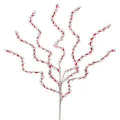 34" Pink and White Chenille Peppermint Twist Spray &ndash; Whimsical Christmas Decoration
