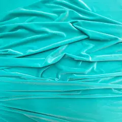 1 Yard Aqua Green Stretch Velvet Fabric 58/60 Inches Wide Soft Drapey Polyester Spandex Blend