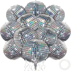 12 Pieces 18 inches Foil Disco Ball Balloons