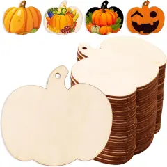 30pcs 3.5 Inches Wooden Pumpkin Cutouts Unfinished Wood Craft