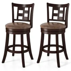 Costway Set of 2/4 Bar Stools 26" Swivel Bar Chairs with Footrest, Lattice Backrest