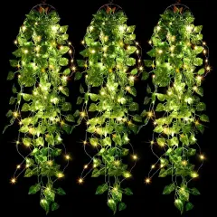 3 Packs LED Artificial Hanging Plants, 3.6 ft Fake Hanging Plant