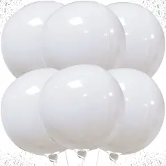 Pack of 6 - Round White Foil Balloons - 22 Inch,4D Mylar White Balloons