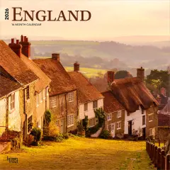 England | 2026 12 x 24 Inch (Hanging) Monthly Square Wall Calendar | Plastic-Free