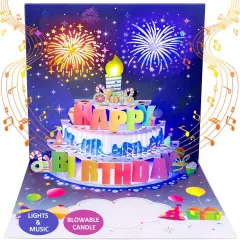Happy Birthday Card Gifts - Fireworks Pop Up
