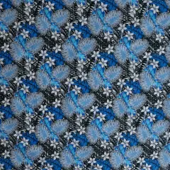 1 Yard Tiare Split Leaf Monstera Poly Cotton Fabric 44/45 Inches Wide Royal