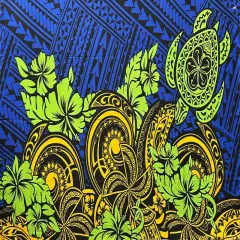 Multicolor Polynesian Tattoo Polyester Sarong 72" L x 45" W Navy