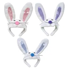 12 Pack Bulk Easter Plush Bunny Headband