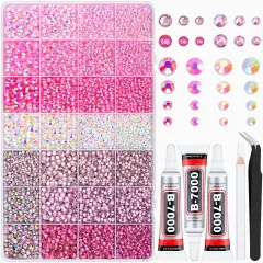 20000Pcs Pink Flatback Resin Rhinestones with 3PCS B7000 Glue