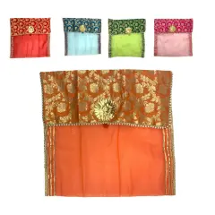 2 Pieces Saree Covers with Button Closure Saree Bags Clothes Covers Organizer for Wardrobe and Gifting Storage Wedding Favor Packing Bags Cloth Organizer Case Orange