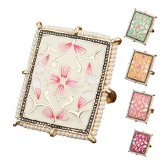 Classic Ring Meenakari Work Designer Adjustable Pearl Finger Ring for Women Minakari Ring with Gold Plating Statement Ring Boho Open Wrap Indian Bollywood Jewelry for Wedding Party White