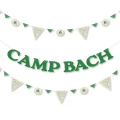 Big Dot of Happiness Camp Bachelorette Banner, Cabin Glamping Bachelorette Garland Banner Decor, 30 Feet Cording, 36 Pennants and Camp Bach Letters