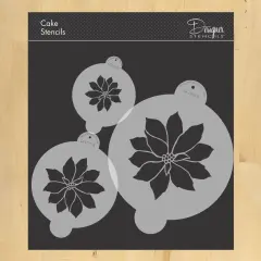 Poinsettia Cake Stencil | C091 by Designer Stencils | Cake Decorating Tools | Baking Stencils for Royal Icing, Airbrush, Dusting Powder | Reusable Plastic Food Grade Stencil for Cakes | Easy to Use & Clean Cake Stencil