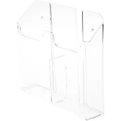 Plymor Clear Acrylic 2-Pocket Tri-Fold Brochure Literature Holder (Wall Mount), Fits Documents Up to 4" Wide
