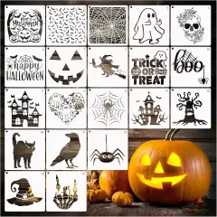20pcs Halloween Stencils for Crafts Reusable (20 Halloween)