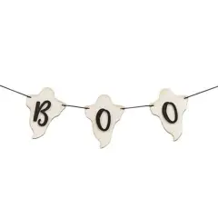BOO Ghost Garland with Wood Cutouts and Jute Rope for Halloween Decor