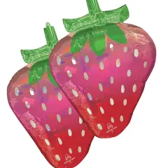 Anagram&reg; 27 Inch Fruity Mix Iridescent Strawberry Foil Mylar Balloon