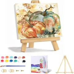 Fall Pumpkin Paint by Numbers Kit for Adults with Framed