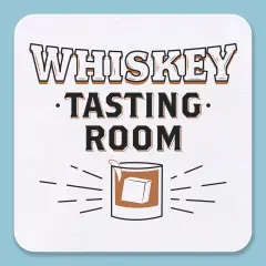 Big Dot of Happiness 25 Ct Whiskey Tasting Room Drink Coasters, 4-Inch Disposable Square Paper Coasters for Home Bar Accessories or Birthday Parties