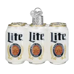 Old World Christmas 2.25 In Miller Lite Six Pack Christmas Tree Ornament , Ornament Beer Can White