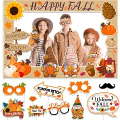 Fall Decor Happy Fall Gnomes Pumpkin Photo Booth Frame and Props