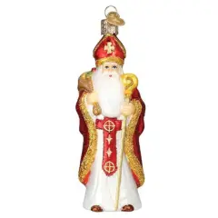 Old World Christmas 5.0 Inch St. Nicholas Christmas Tree Ornament , Bishop Kind Benevolent Multicolored