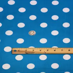 1 Yard Turquoise Poly Cotton Fabric with White Polka Dots 59/60 Inch Wide