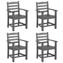 Costway Patio Dining Chairs Set of 2/4 with Wide Armrests Curved Seat Wood Grain for Backyard Black/Gray