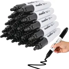 Jumbo Size Permanent Markers, Black, 20 Pack, Large Permanent Markers, King Permanent Marker, 0.078" Bullet Tip, 3 times larger capacity, Works on Plastic,Wood,Stone,Metal and Glass
