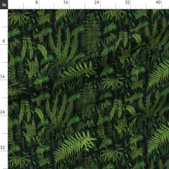 Various Fabrics by the Yard or Fat Quarter Fern Botanical Deep Black Green Leaves Forest Plants Jungle Custom Printed Fabric by Spoonflower