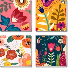 4 Pack Paint by Numbers Kit for Adults Framed,Flowers Paint by Numbers for Adults Beginner,DIY Acrylic Oil Painting for Home Wall Decor(8x8inch)