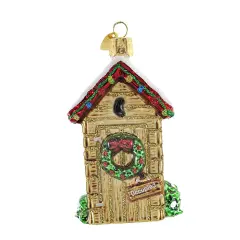 Old World Christmas 3.75 In Holiday Outhouse Tree Ornament , Snow Covered Roof Gold