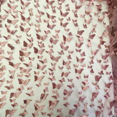 1 Yard Mauve 3D Satin Butterfly Mesh Fabric for Costumes, Dresses, and Decor Projects 54 Inch Wide