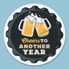 Big Dot of Happiness 25 Ct Cheers and Beers Birthday Drink Coasters, 4-Inch Disposable Round Paper Coasters for Birthday, Table Decor for Bar Drinks