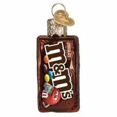 Old World Christmas 2.25 In Mini M&M's Bag Christmas Tree Ornament , Gumdrops Collection Candy Mars Brown