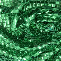 1 Yard Green Square Foil Sequin Fabric Semi Sheer Mesh For Costumes Festival Decor Crafts 42&Prime; Wide