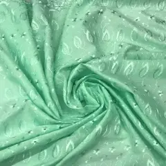 1 Yard Mint Green Medium Eyelet Fabric with Soft Feel and Double Border &ndash; 41/42" Wide