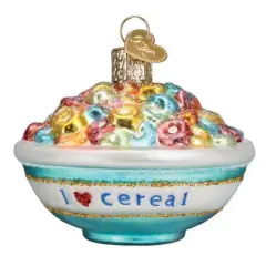 Old World Christmas 2.5 Inch Bowl Of Cereal Tree Ornament , Ornament Breakfast Blue