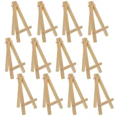 5" Mini Easel (12 Pack) - Natural Wooden A-Frame Tabletop Display Stand, Mini Easel Stand - Small Easels for Display, Small Canvases, Crafts, Business Cards, Signs, Photos, Gifts